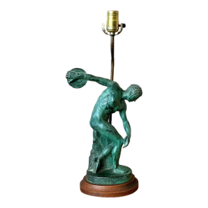 Vintage Boho Patinated Metal “Discobole of Myron” Lamp
