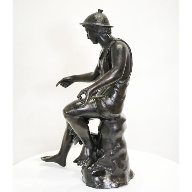 Late 19th Century Classical Roman Fisherman Bronze Sculpture For Sale - Image 4 of 8