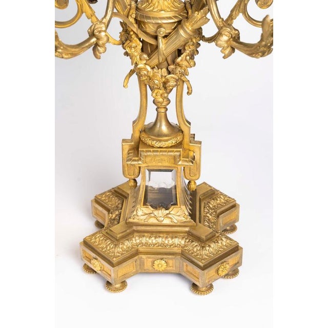 Napoleon III Gilded Bronze Mantelpiece Set, Set of 3 For Sale - Image 3 of 14