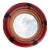 Vintage Red & Tan Leather Round Wall Mirror Sculptural Accent 36” For Sale