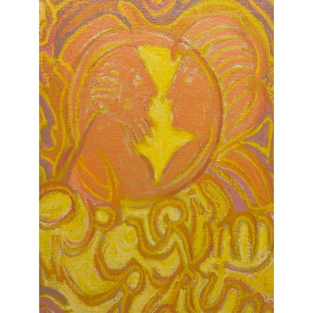 Molly Schiff Bright Acrylic on Canvas 1970s Oil Painting Square For Sale - Image 4 of 4