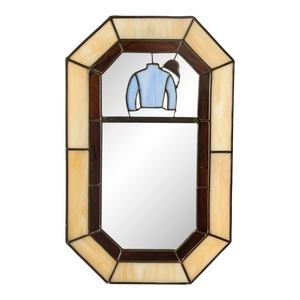 Octagonal Leaded Glass Mirror W/ C. V. Whitney Silks