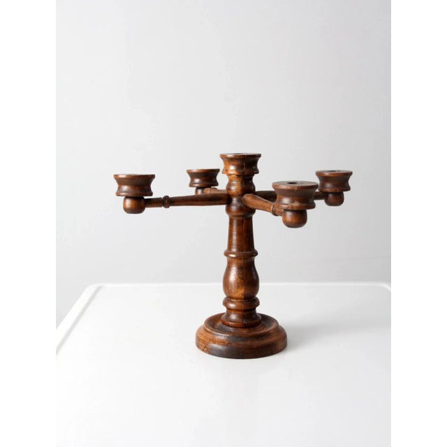 Vintage Wooden Candelabra For Sale - Image 9 of 9