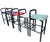 Striking set of five postmodern bar stools in black textured polyurethane over tubular steel, attributed to Brian Kane for...