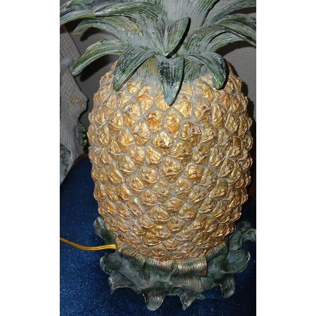 Metal Vintage Hollywood Regency Pineapple Table Lamp For Sale - Image 7 of 13