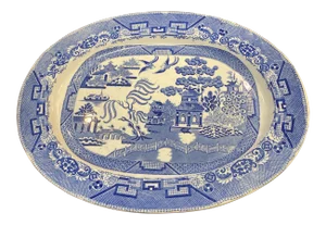 Oversized English Blue Willow Platter