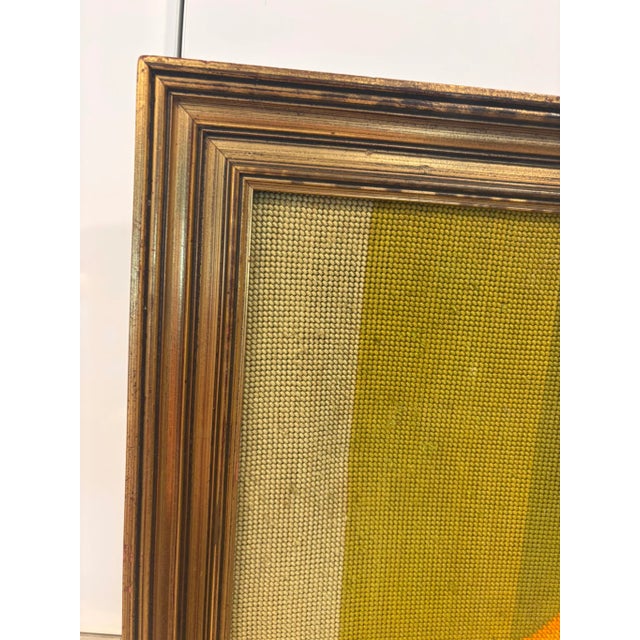 Vintage Framed Needlepoint Portrait of Woman in Golden Dress For Sale - Image 4 of 12