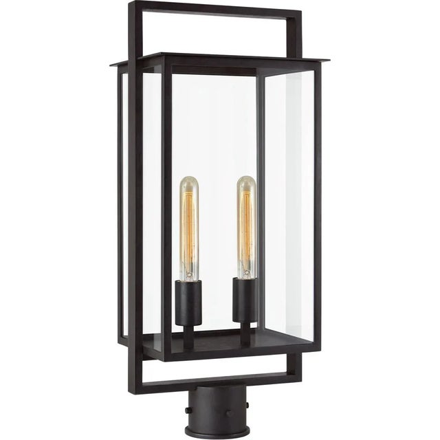 Halle Medium Post Lantern in Aged Iron with Clear Glass Designer: Ian K. Fowler Height: 26.75" Mounting: Post Shade...