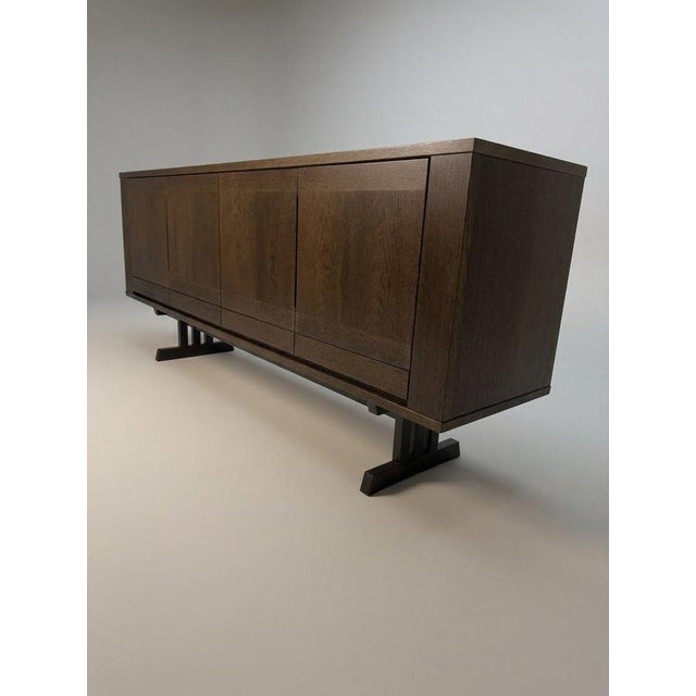 Mid-Century Modern Danish Architectural Stained Oak Sideboard attributed to Skovby For Sale - Image 4 of 9