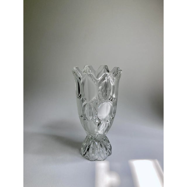 1980's Mikasa Frosted & Clear "Oval Dot" Pressed Glass Vase For Sale - Image 12 of 13