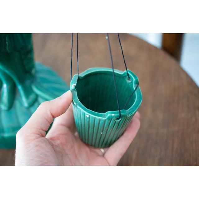 1940s 1940s Vintage Gonder Ceramic Pottery Green Female Libra Sculpture For Sale - Image 5 of 9