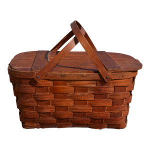 Mid 20th Century Picnic Basket by Wov-N-Wood by Jerywil -