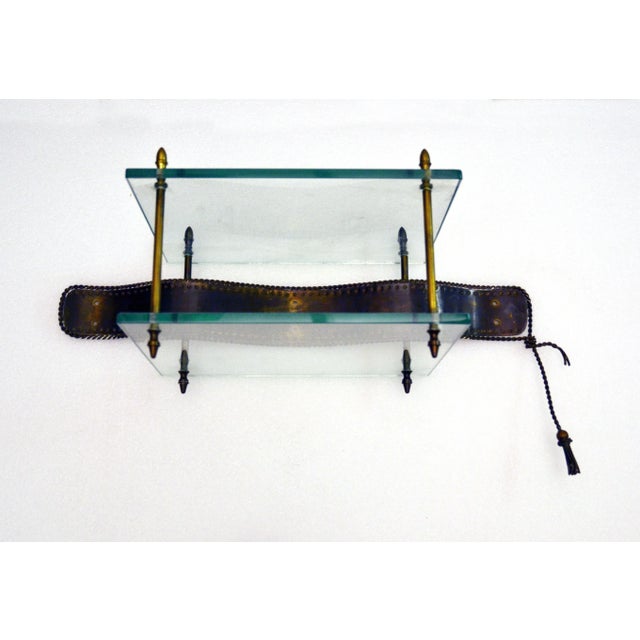Mid-Century Italian Brass and Crystal Wall Shelf, 1950s For Sale - Image 4 of 8