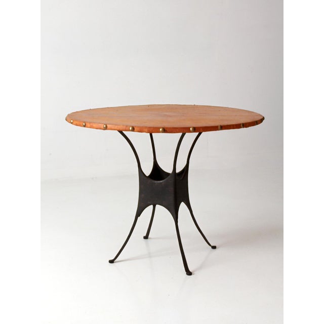Mid-Century Leather and Iron Round Dining Table For Sale - Image 9 of 16