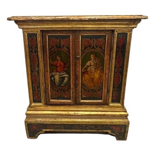 Florentine Hand Painted Cabinet With Classical Figural Depictions, C. Mid 1800s For Sale
