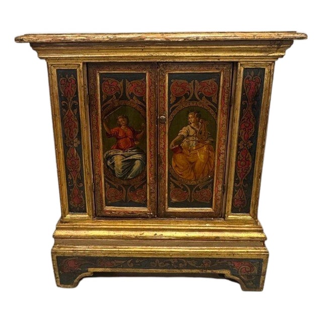 Florentine Hand Painted Cabinet With Classical Figural Depictions, C. Mid 1800s For Sale