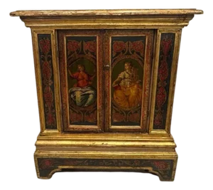 Florentine Hand Painted Cabinet With Classical Figural Depictions, C. Mid 1800s