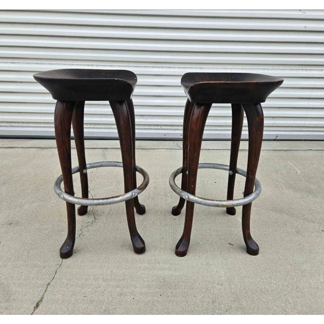 Rustic 1970s Jean of Topanga Counter Stools Set For Sale - Image 3 of 10