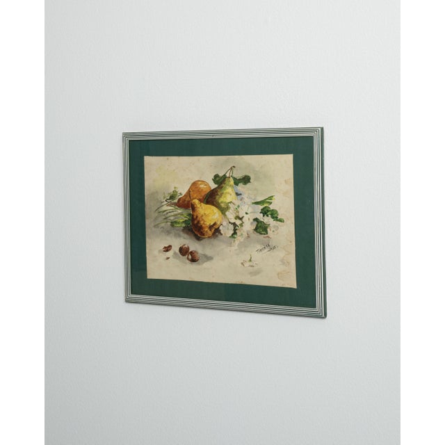 This mid 20th century painting from France is a watercolor, housed in a wood and glass frame. Its signed detailing gives...