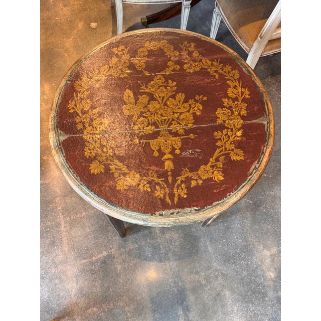 Vintage Italian Round Painted Table With Gilt Decoration For Sale - Image 6 of 12