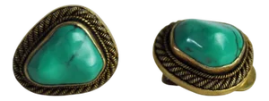 Ear Clips with Genuine Turquoise and Sterling Silver by Erik Poul Fenster, Denmark, 1960s, Set of 2