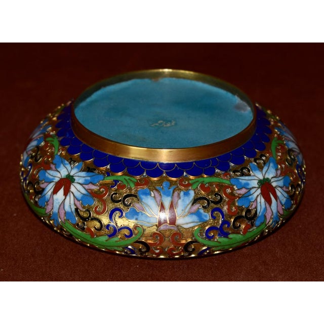 Vintage Chinese Small Cloisonné Bowl With Floral Interior For Sale In Philadelphia - Image 6 of 13