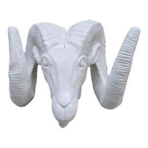 Vintage White Rams Head Statue