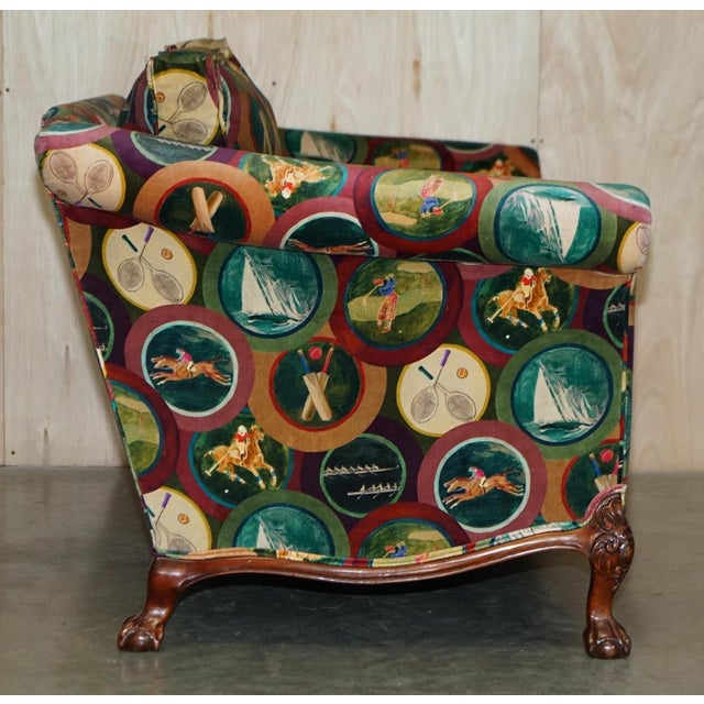 Mulberry Silk Velvet Sporting Life with Claw & Ball Feet Sofa For Sale - Image 16 of 18