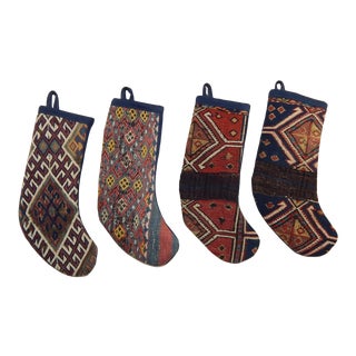 Turkish Kilim Christmas Stocking - Set of Four For Sale