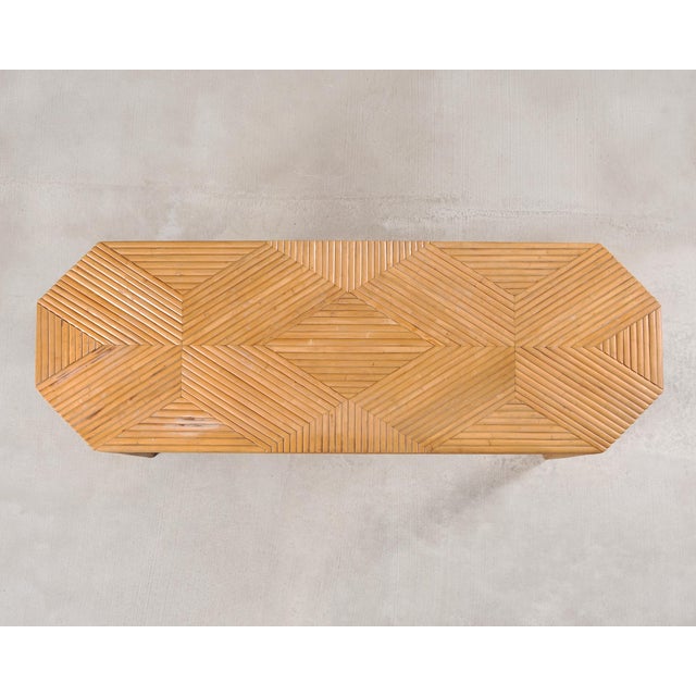 Gabriella Crespi Organic Modern Pencil Reed Rattan Waterfall Console Table For Sale - Image 4 of 18