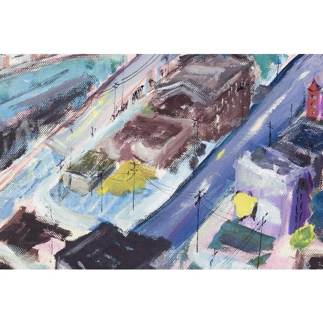 Staffan Freeman, View from Troy Tower Urban Cityscape, 1973, Oil Painting For Sale - Image 4 of 9