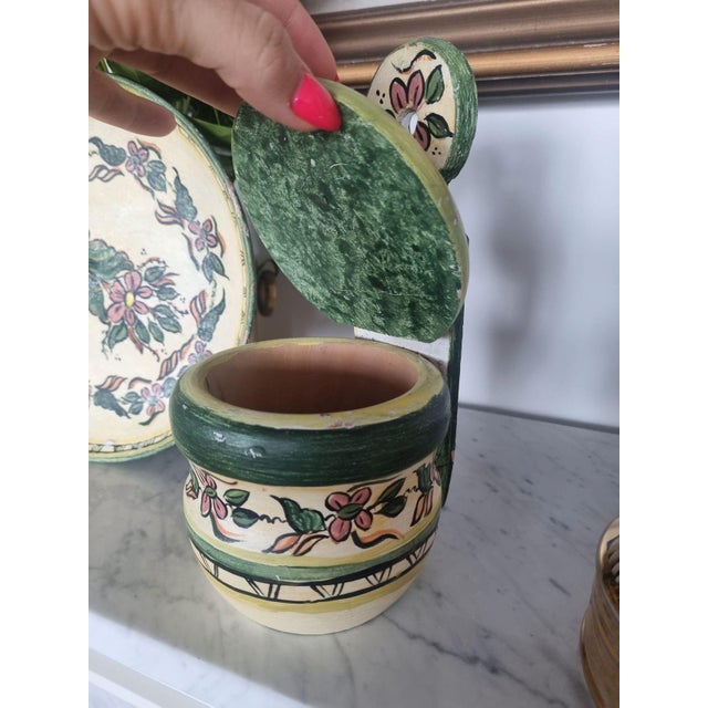 Art Deco Wooden Painted Mortar, Container and Platter, 1930s, Set of 5 For Sale - Image 3 of 13