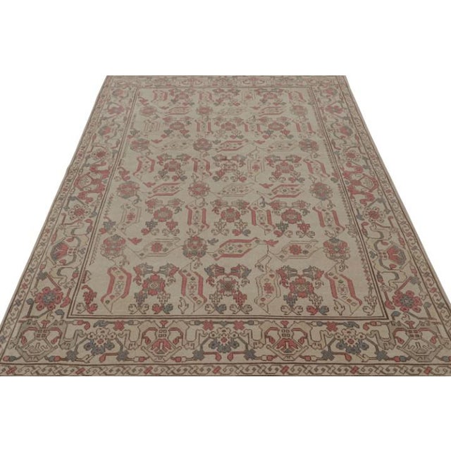 Traditional Vintage Romanian Rug in Beige, With Geometric Floral Patterns, From Rug & Kilim For Sale - Image 3 of 7