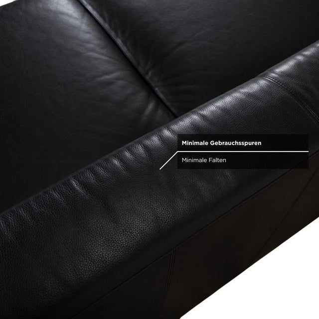 Animal Skin Visavis Leather Three-Seater Black Sofa by Brühl For Sale - Image 7 of 13