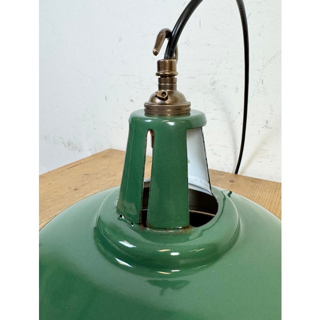 Industrial Green Enamel Factory Pendant Lamp, 1960s For Sale - Image 13 of 18