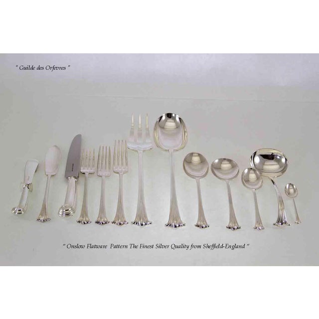 English Vintage / New C. J. Vander Silverplate Onslow Pattern Flatware Set for 12- 90 Pieces For Sale - Image 3 of 13