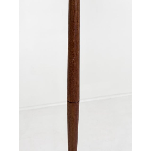 Scandinavian Modern Swedish Teak Tripod Floor Lamp with Pleated Fabric, 1960 For Sale - Image 4 of 8