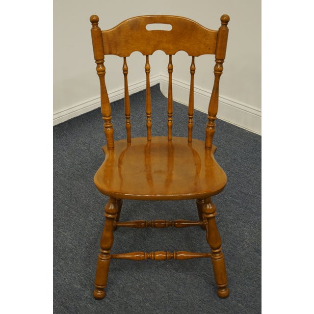 American Ethan Allen Heirloom Nutmeg Maple Colonial Early American Spindle Back Dining Side Chair 10-6002 For Sale - Image 3 of 10