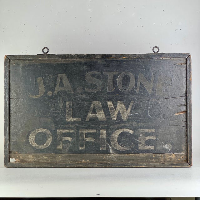 A Gorgeous Early Wood Double Sided Trade Sign Advertising "j.a. Stone Law Office" For Sale - Image 9 of 13