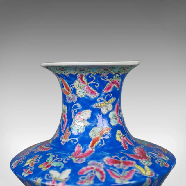 Chinese 20th Century Oriental Butterfly Ceramic Vase For Sale - Image 3 of 8