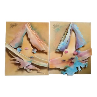 ​1993 Postmodern Signed Shlomi Haziza 3d Acrylic Wall Art Pair For Sale