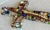 Late 20th-Century Mosaic-Style Faux "Jeweled" Stone, Glass & Wood Cross Wall Hanging For Sale - Image 11 of 16