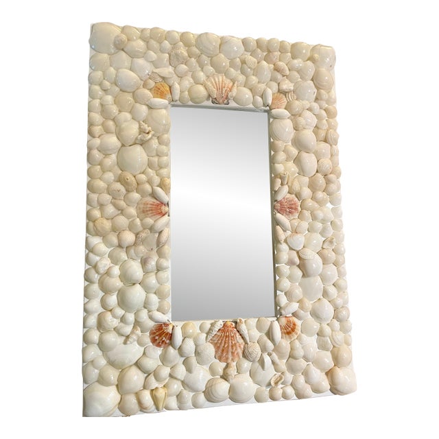 Stunning Handmade Seashell Mirror 13.5" X 19" For Sale