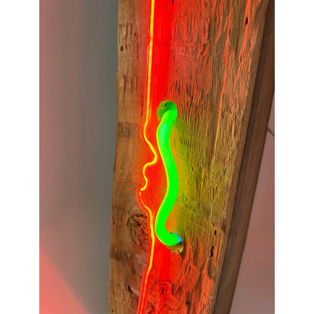 Skip Fox Neon Wooden Box Sculpture For Sale - Image 4 of 7