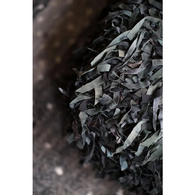 Square Shag Leather Floor Pouf (Pre-Filled With Cotton Batting) For Sale In New York - Image 6 of 8