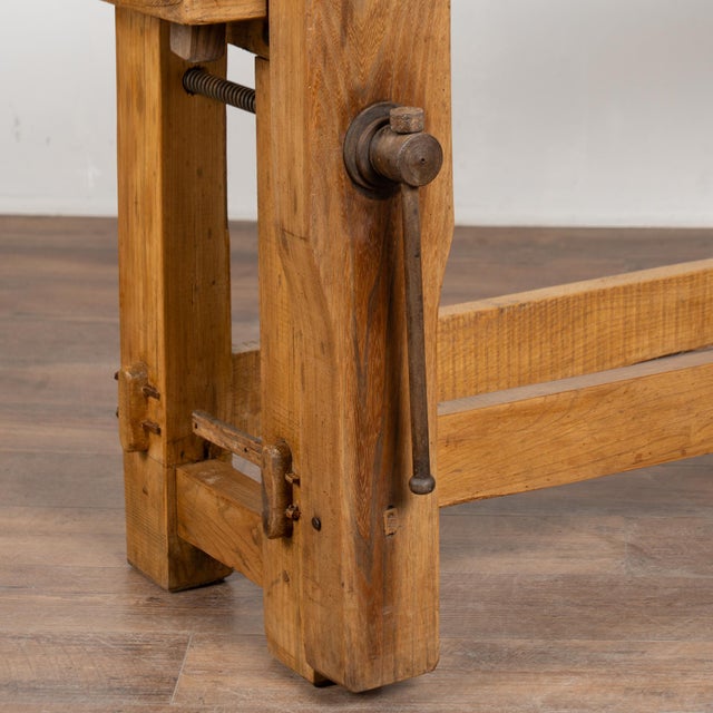 Antique Rustic French Carpenter's Workbench Console Table For Sale - Image 11 of 15