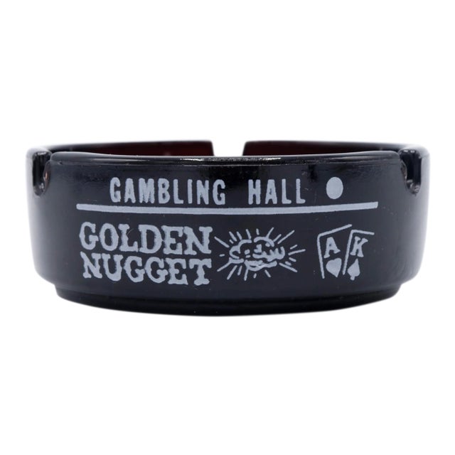 Golden Nugget Black Glass Ashtray For Sale