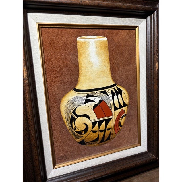 Brown Erv Johnson Hopi Acoma Pottery Acrylic Painting Set Aztec Tribal For Sale - Image 8 of 12