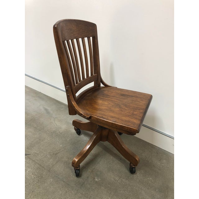 Mission Oak Swivel Rolling Desk Chair Chairish