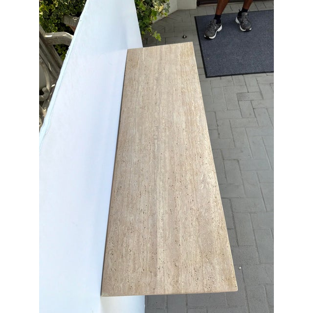 Currey & Company Currey & Co Demi Travertine Console Table For Sale - Image 4 of 9